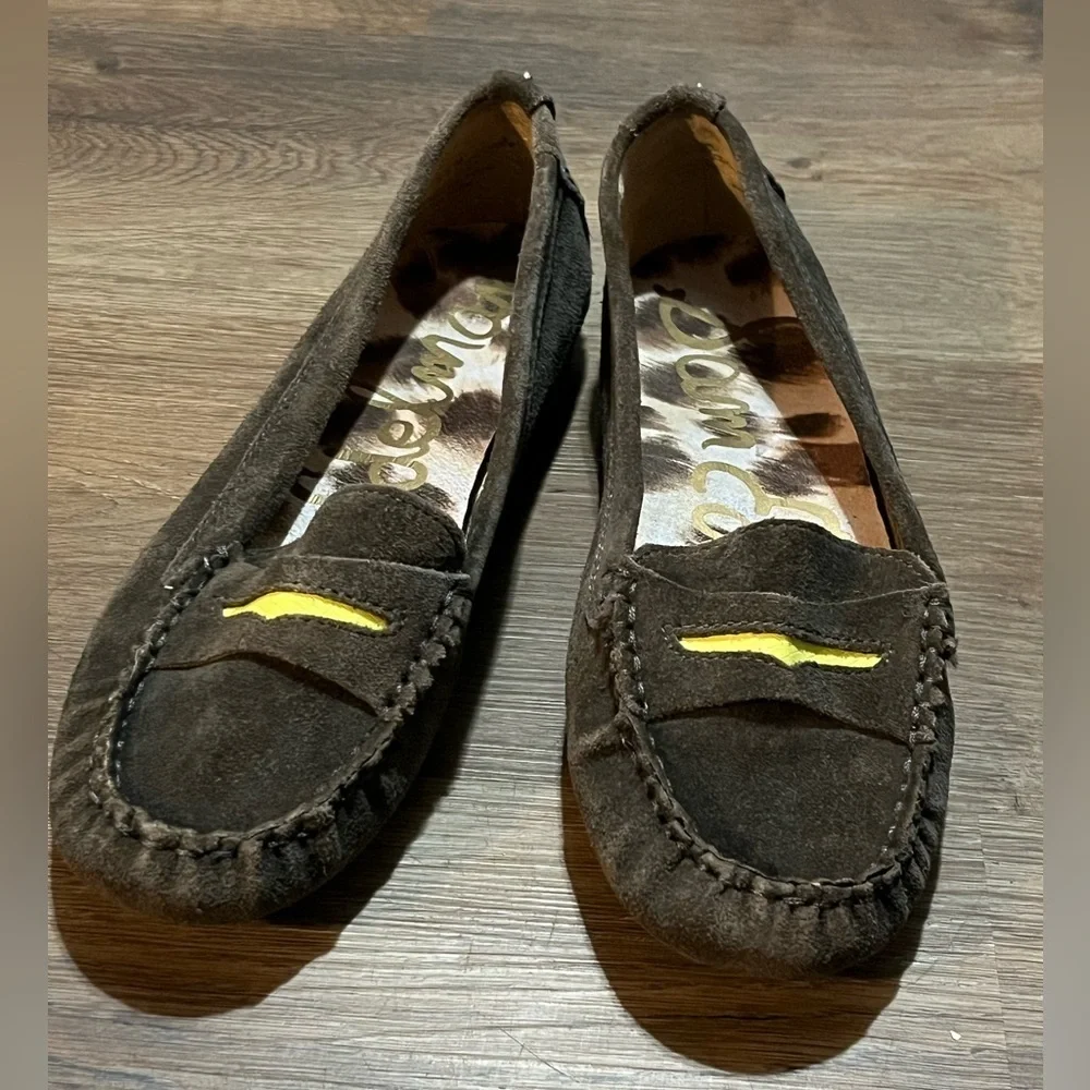 Sam Edelman Brown Loafers with Yellow/Green Accent Size 8 1/2M
